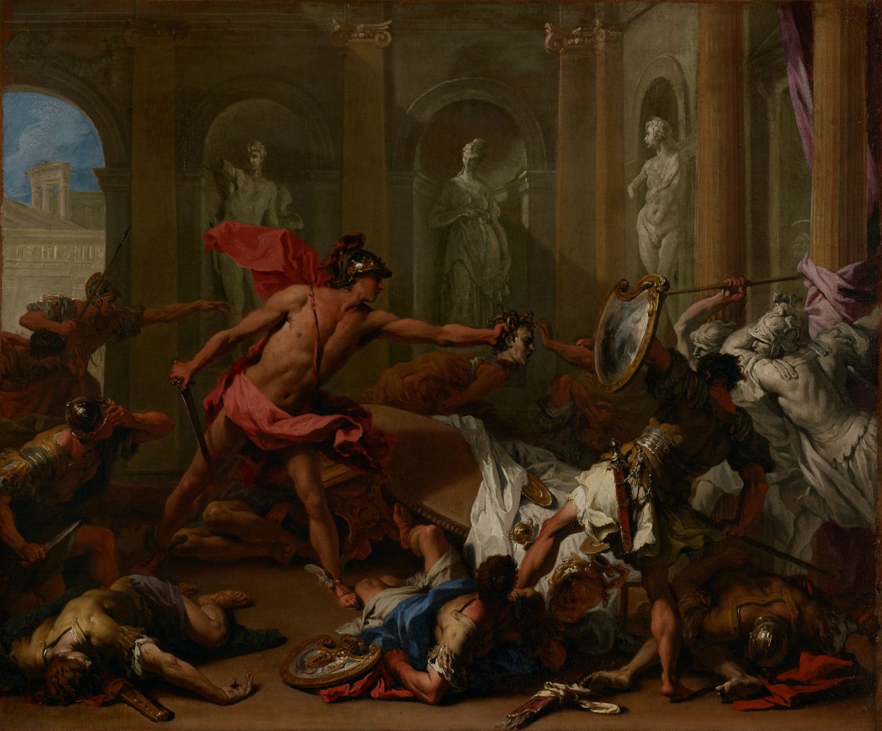 Perseus konfronterer Phineus med Medusas hoved af Sebastiano Ricci