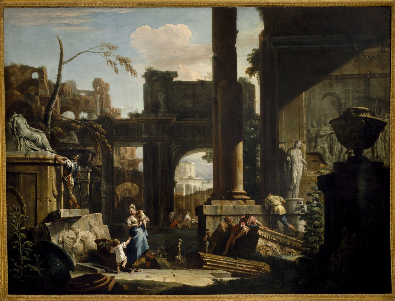 Perspektiv af ruiner med figurer, 1720