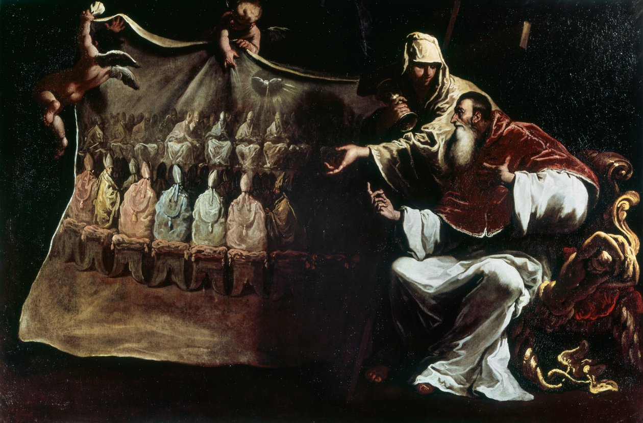 Pave Paul III inspireret af tro til at indkalde koncilet i Trent af Sebastiano Ricci