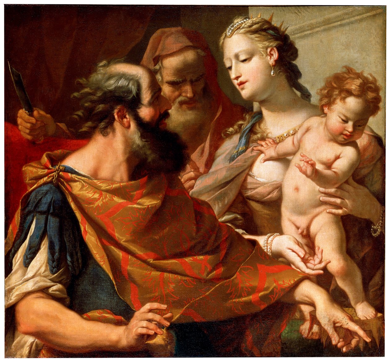 Barnet Moses, der tramper på faraos krone, c1685-c1687 af Sebastiano Ricci