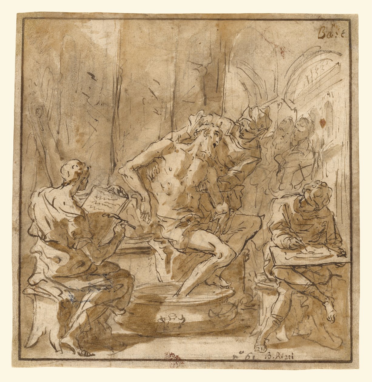 Senecas død (recto); Studie af en mand (verso) af Sebastiano Ricci