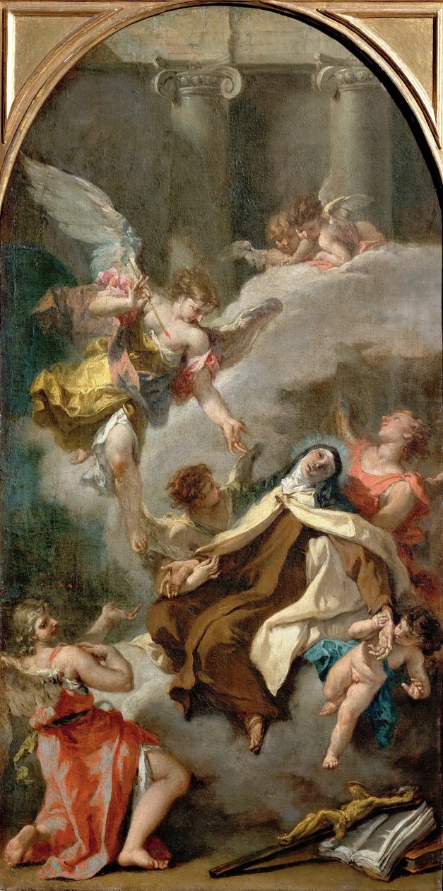 Sankt Teresa af Avilas syn (1515-1582) - Sebastiano Ricci (1659-1734). Olie på lærred, ca 1728. Mål: 71,5x37 cm. Kunsthistorisk museum, Vienne af Sebastiano Ricci