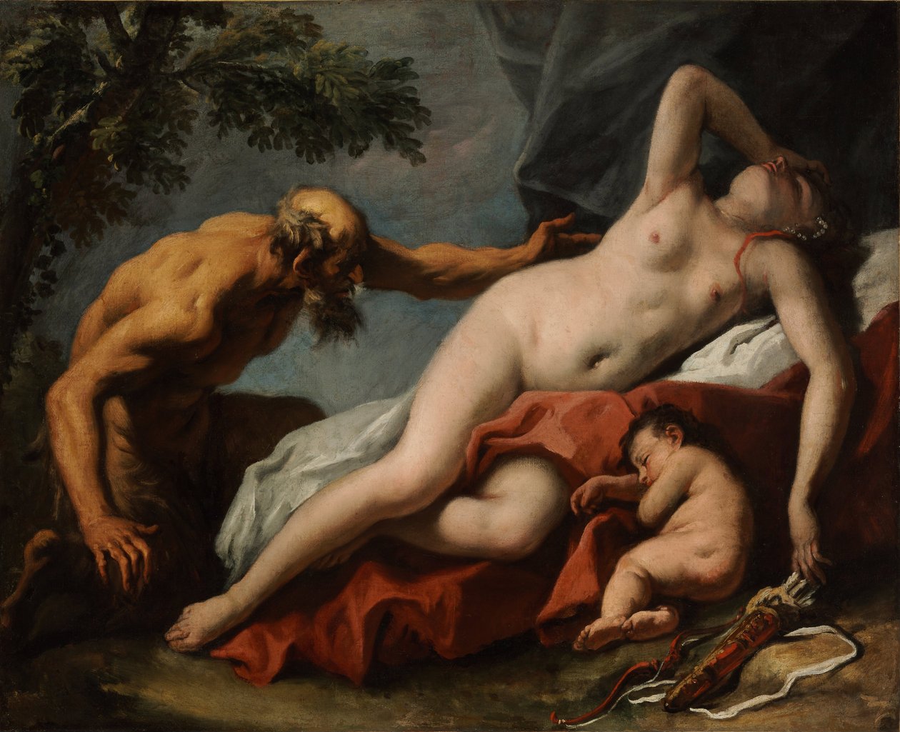 Venus and Satyr - Painting by Sebastiano Riccidani af Sebastiano Ricci