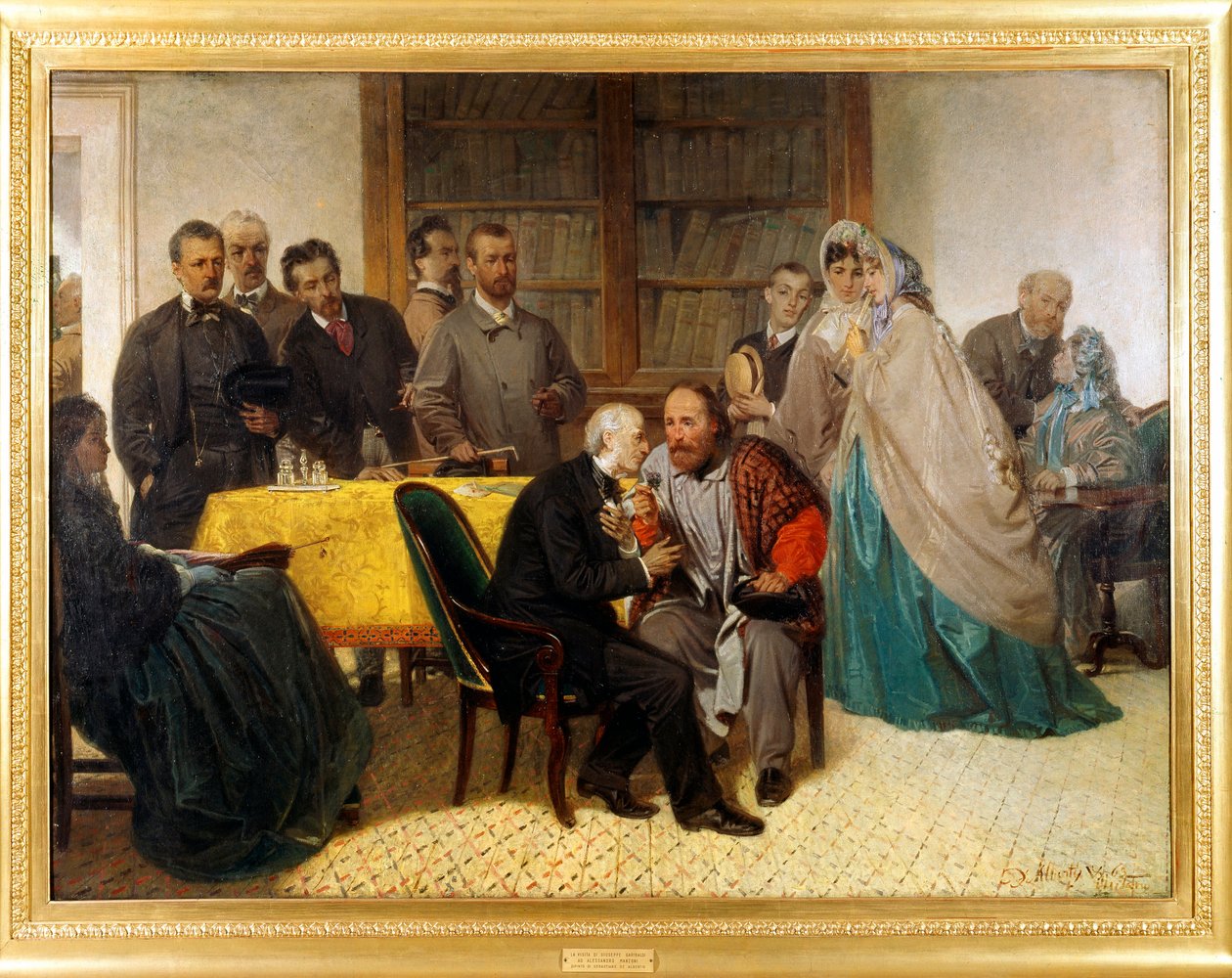 Mødet mellem Giuseppe Garibaldi (1807-1882) og Alessandro Manzoni (1785-1873) af Sebastiano de Albertis