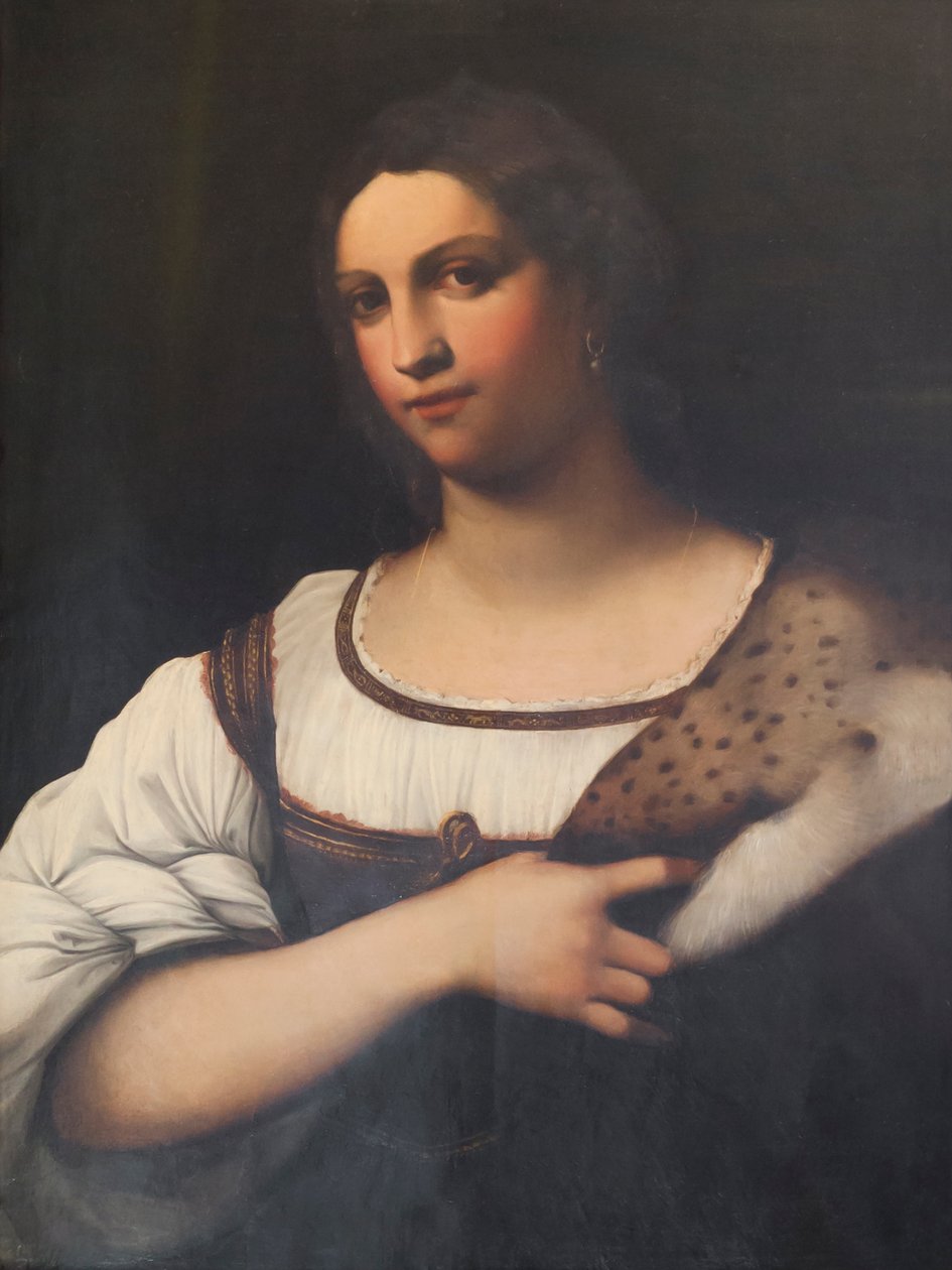 Portræt af en kvinde eller Fornarina (olie på panel) af Sebastiano del (c.1485 1547) Piombo