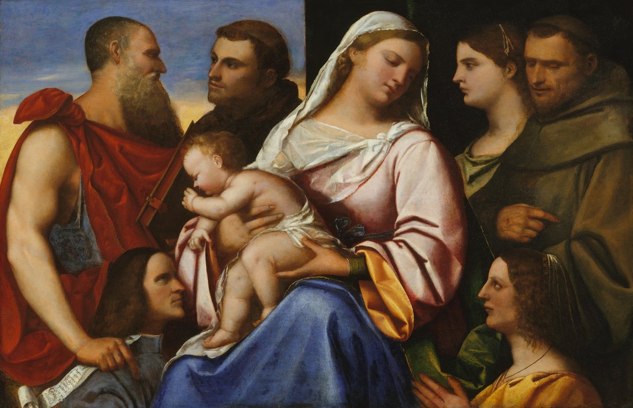 Madonna og barn med hellige og donorer. af Sebastiano del Piombo