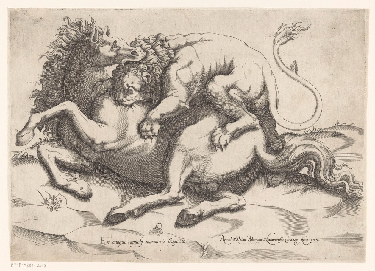 Hest angrebet af en løve af Sebastiano di Re