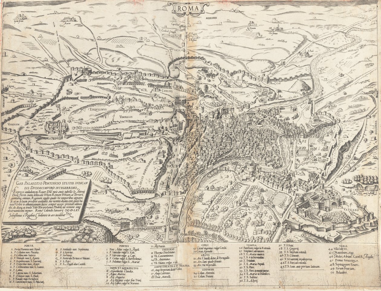 Topografisk kort over det moderne Rom af Sebastiano di Re after Giovanni Antonio Dosio