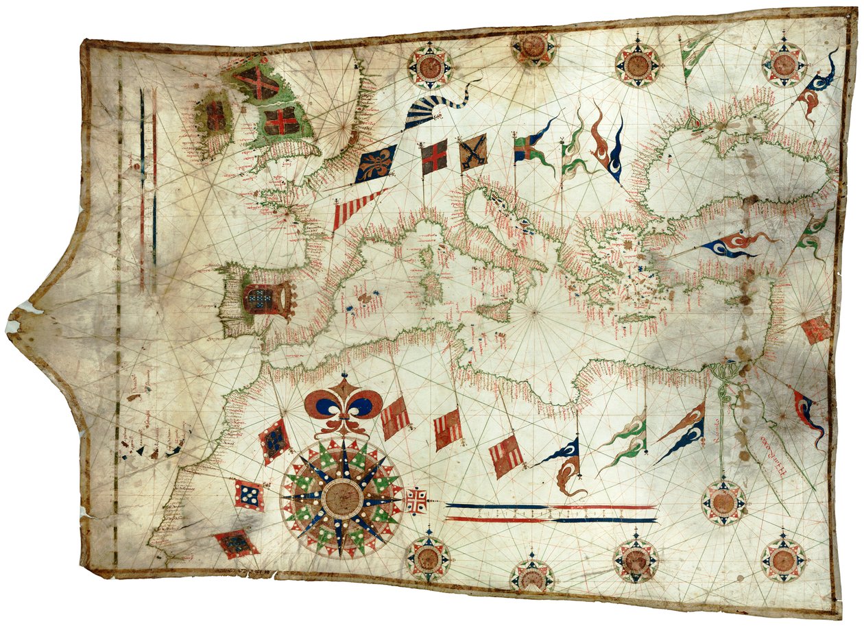 Kort over Middelhavet og det nordøstlige Atlanterhav af Sebastia?o Lopes
