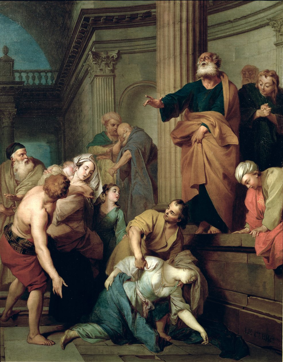 Døden af Sapphira, Ananias kone af Sebastien II Le Clerc