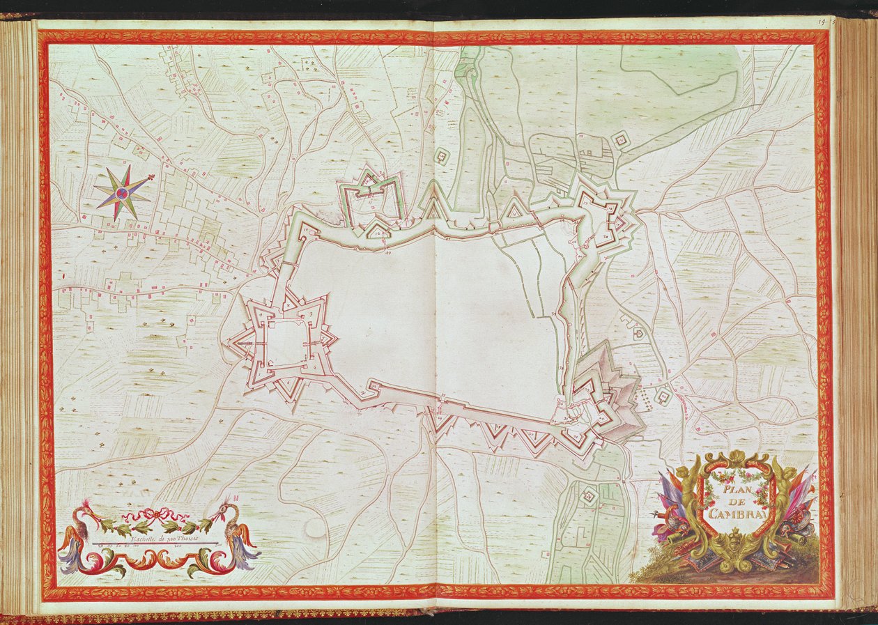 Ms. 986, Vol.1 Plan og kort over Cambrai, fra 