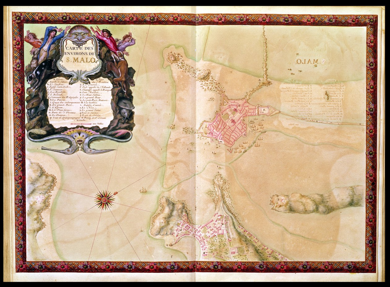 Ms 988 Vol.3 fol.29 Kort og plan over Saint-Malo, fra 