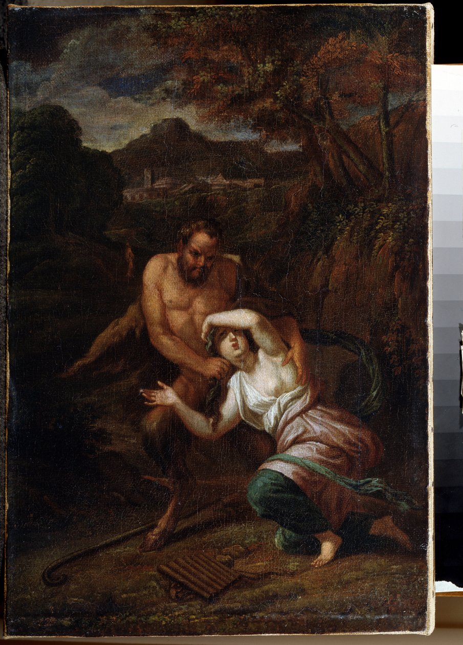 ""Pan et la nymphe Syrinx"" (Pan og Nymph Syrinx) Maleri af Sebastien Bourdon (1616-1671) 1600-tallets statsfriluftsmuseum Palace Gatchina, Sankt Petersborg af Sébastien Bourdon