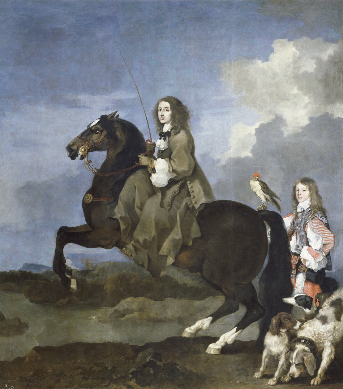 Portræt af Christine af Sverige til hest (1626-1689), dronning af Sverige - Christina af Sverige (1626-1689) til hest - Maleri af Sebastien Bourdon (1616-1671) af Sébastien Bourdon