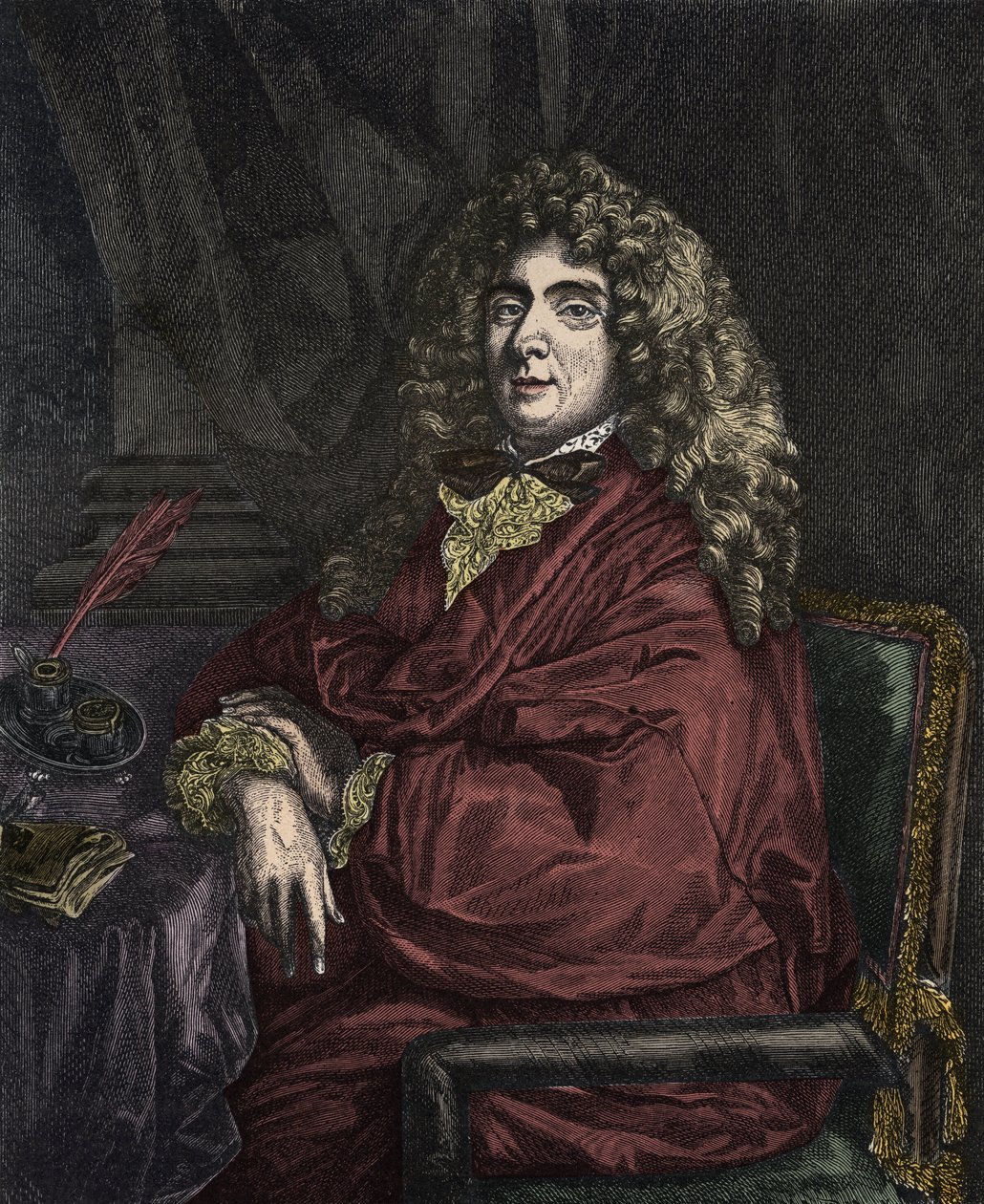 Portræt af Jean-Baptiste Poquelin dit Moliere (Jean Baptiste Poquelin af Sébastien Bourdon
