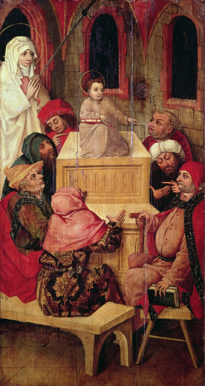Den tolvårige Jesus i templet (tempera på panel) af Second Master of Aranyosmarot