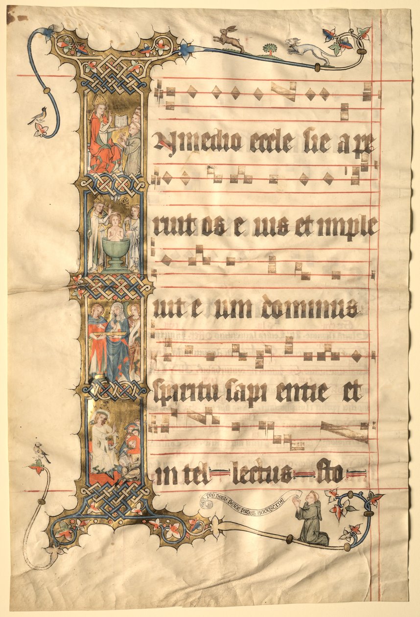 Blad fra Wettinger Gradual: Historiated Initial I..., c1330. af Second Master of the Wettinger Gradual