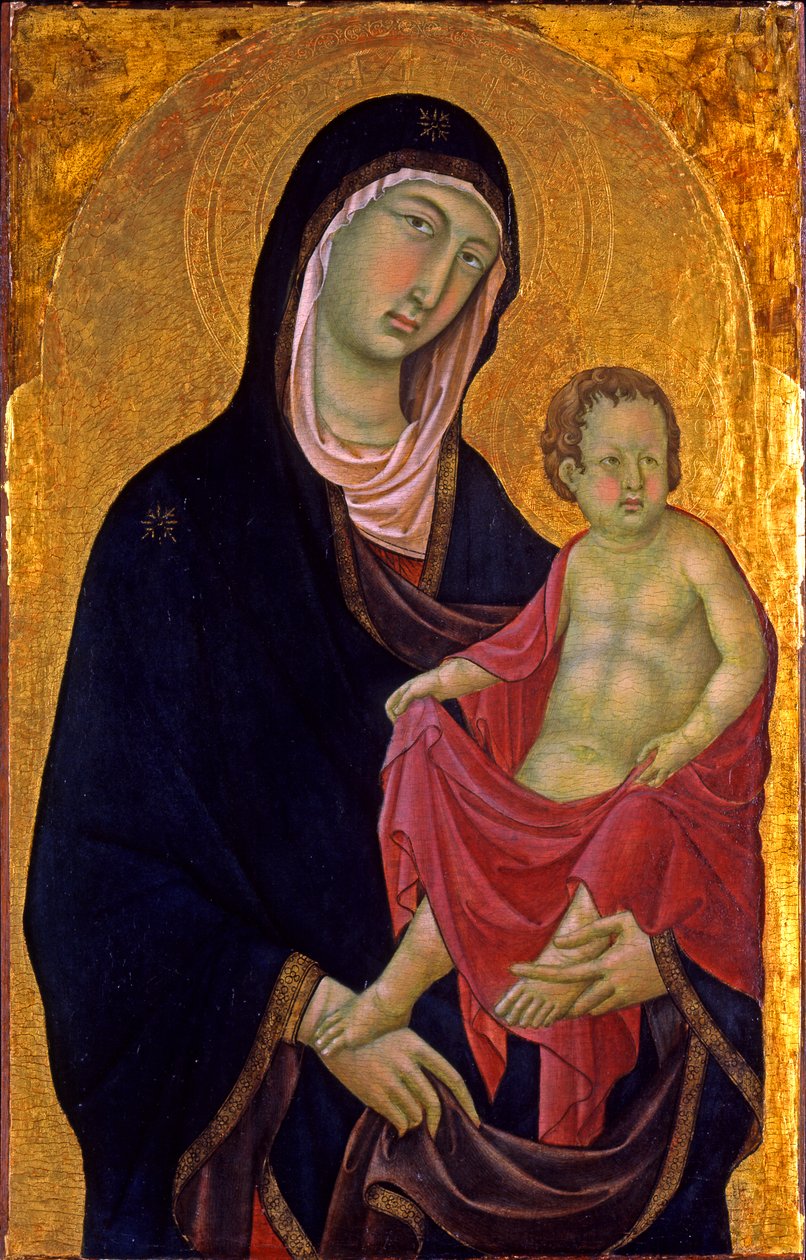 Madonna og barn, ca. 1320-1330 (tempera på panel, med bladguld) af Segna di Bonaventura