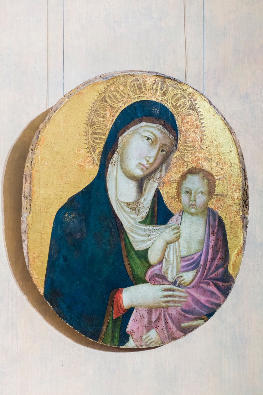 Madonna og barn (tempera på panel) af Segna di Bonaventura
