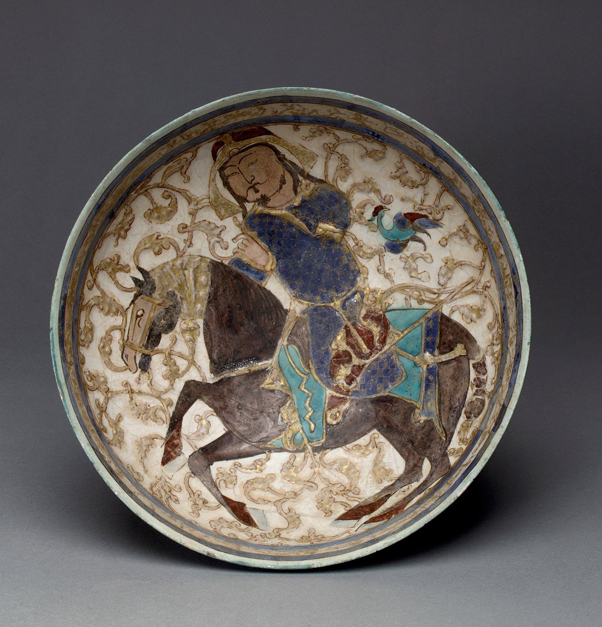 Skål med prins på hesteryg fra Iran (dekoreret stenpasta) af Seljuq Dynasty Seljuq Dynasty