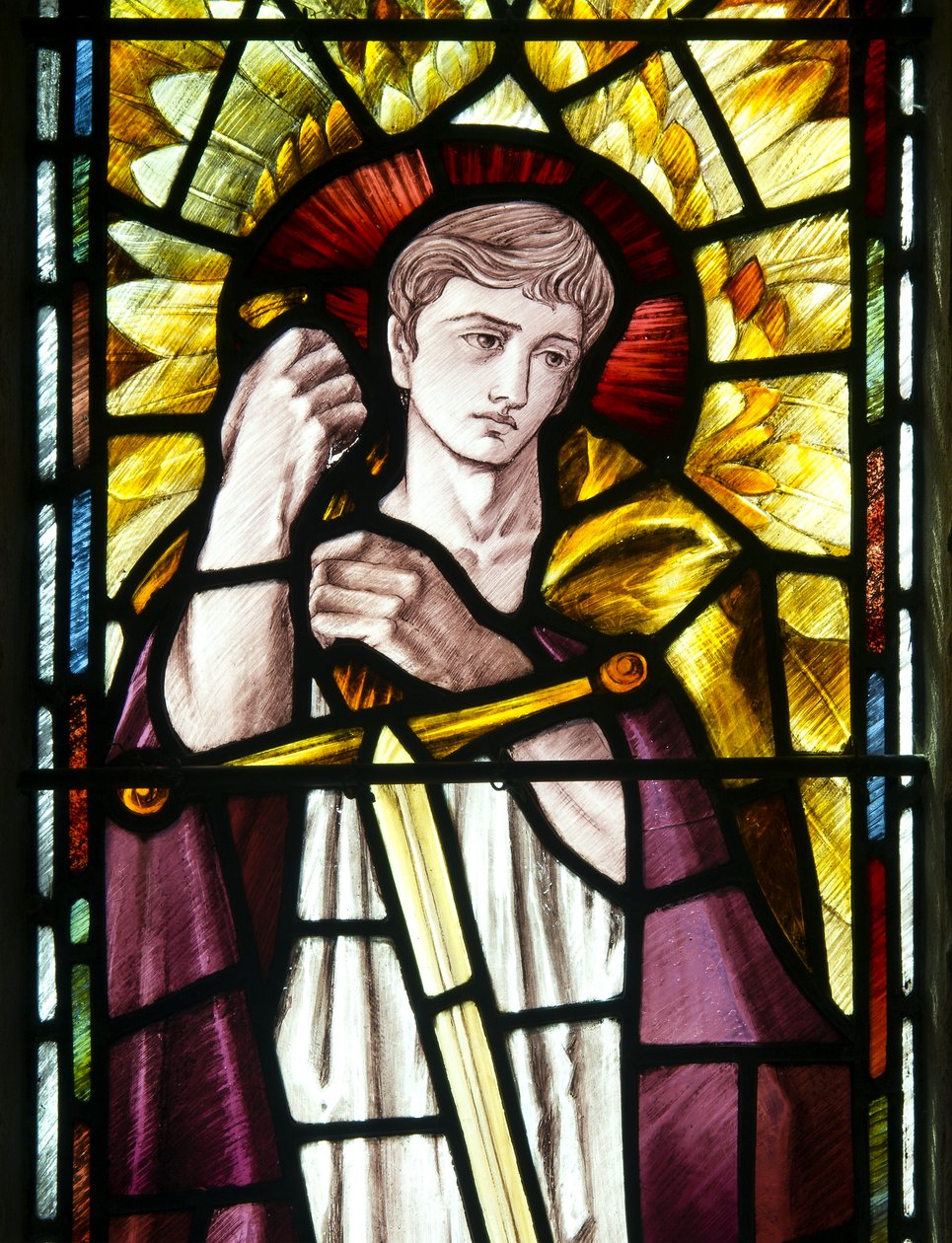 Mortehoe, St. Mary, Heaton Butler & Bayne, Selwyn Image, Archangel St Michael detalje, ca. 1890 af Selwyn Image Selwyn Image