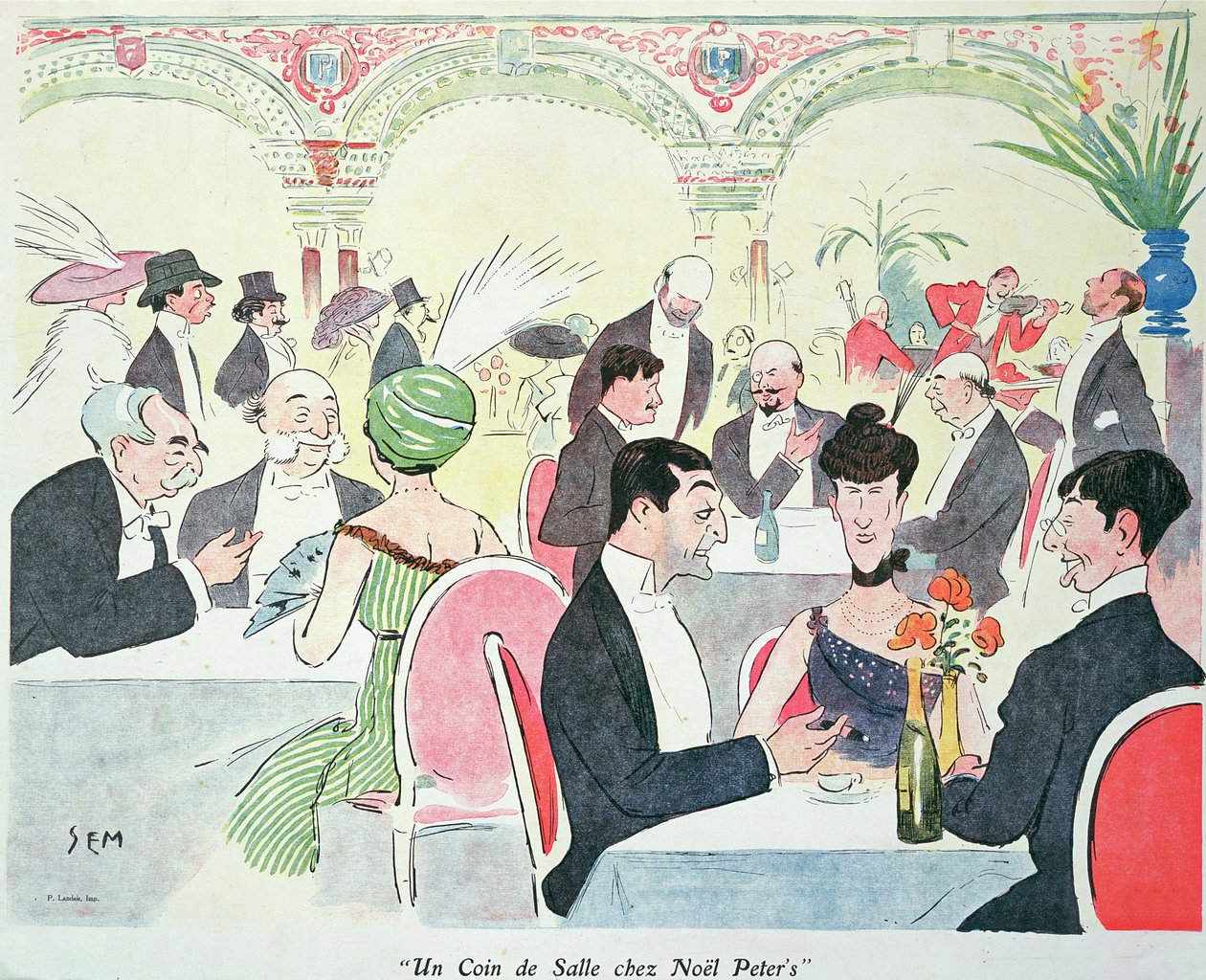 Noel Peters restaurant i Paris, 1914 af Sem