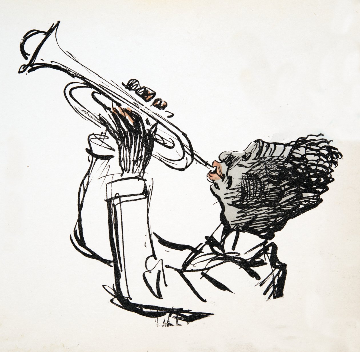 Trumpet Player, fra White Bottoms, pub. 1927 (farvebloktryk) af Sem