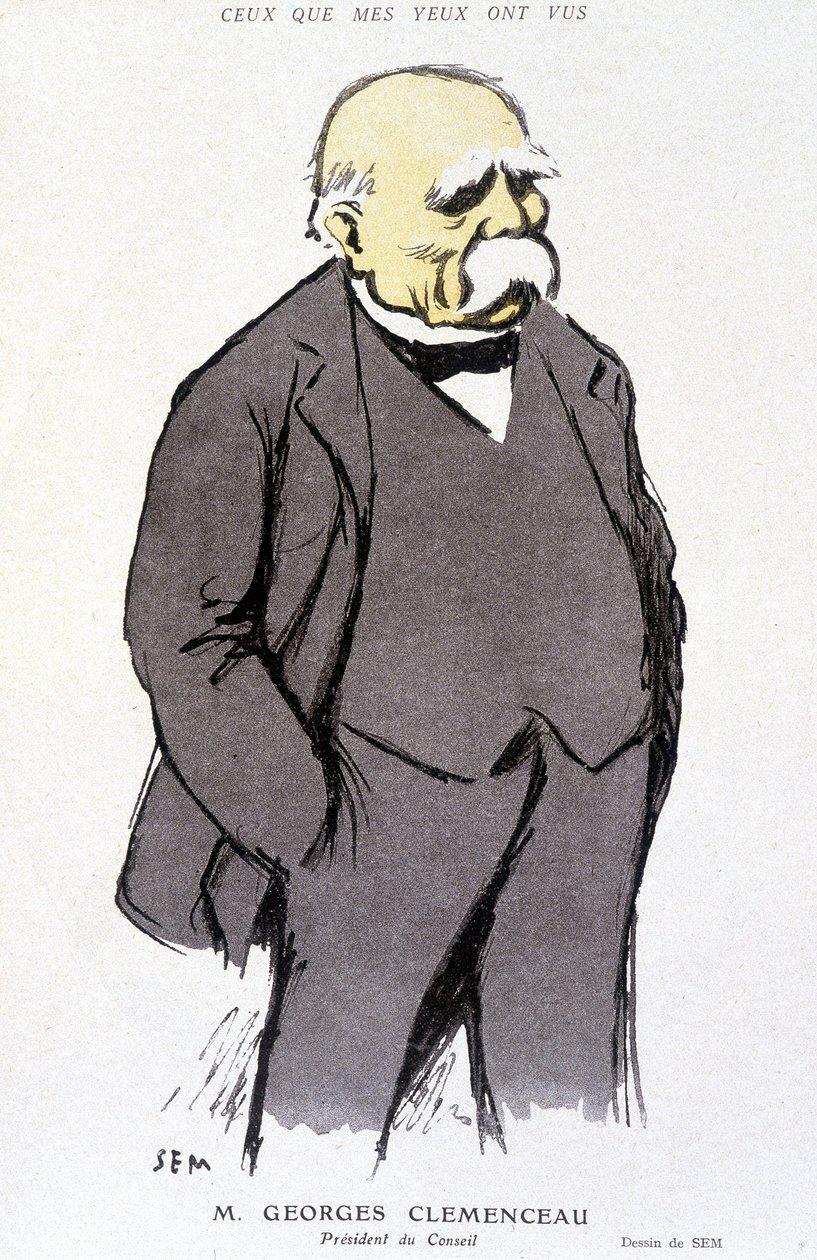 Portræt af Georges Clémenceau - dess. af Sem (1863 - 1934), i ""Fantasio"" af 01/02/1918, no. 265 af Sem