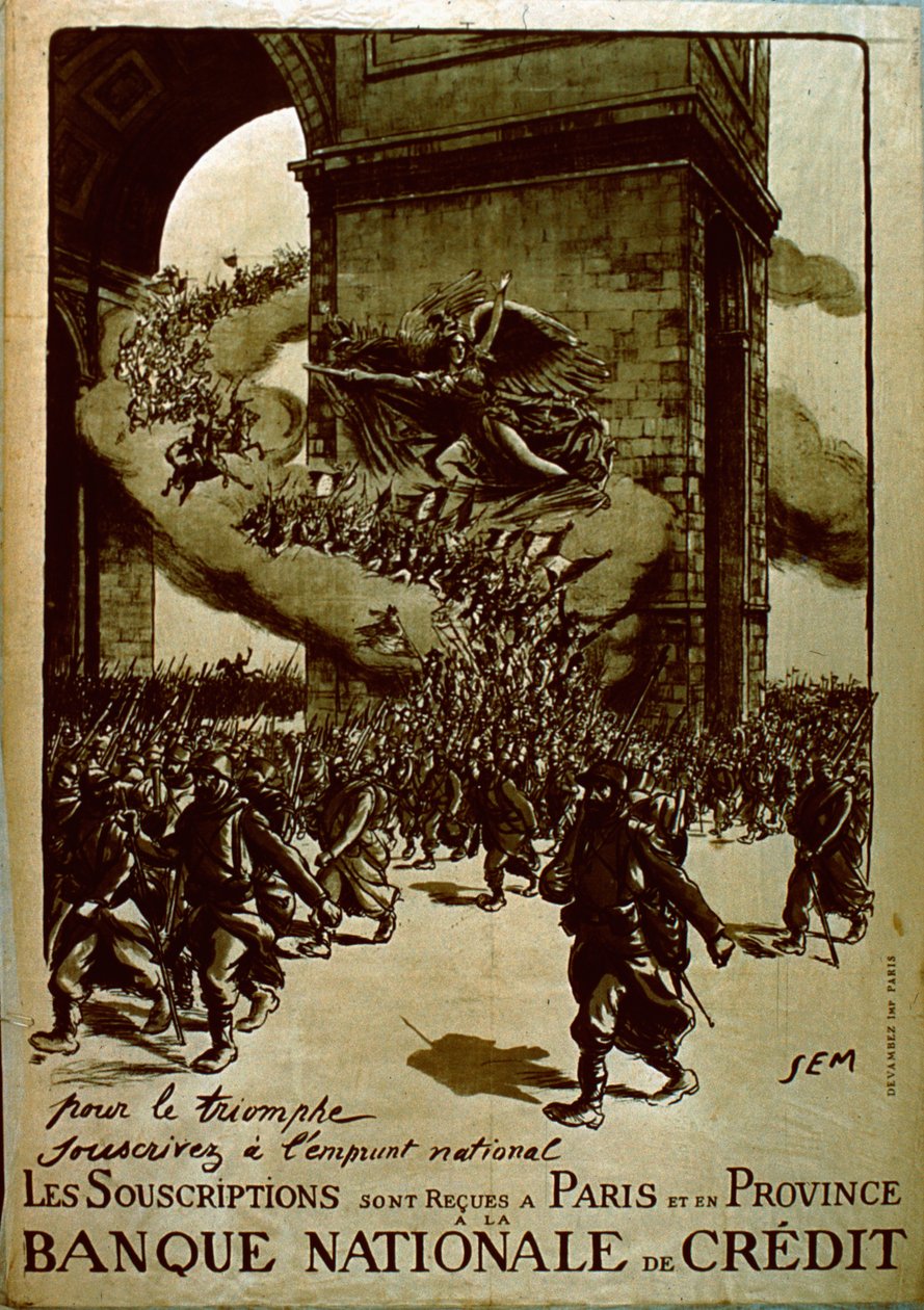 Plakat for det franske nationale lån under Første Verdenskrig (litho) af Sem