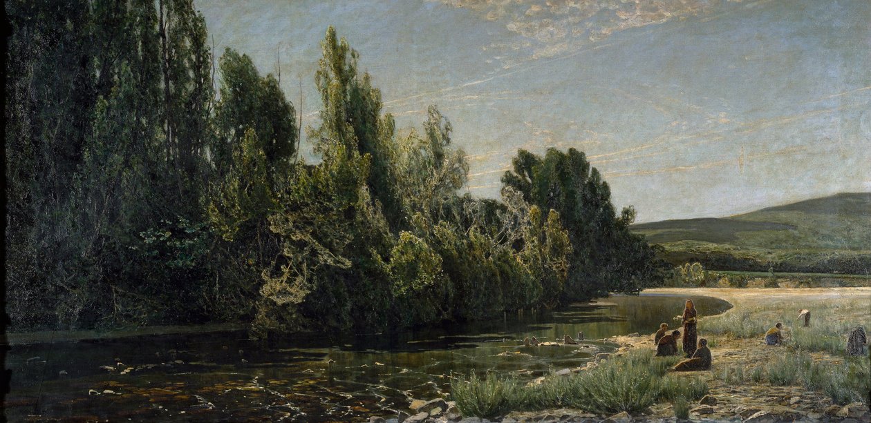 Bredden af floden Bormida, Italien (olie på lærred af Serafin Avendano