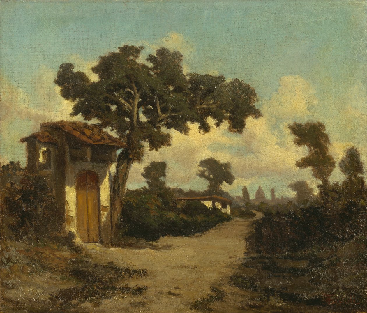 Around Florence, af Serafino De Tivoli (1825-1892), olie på lærred, 31x37 cm af Serafino de Tivoli