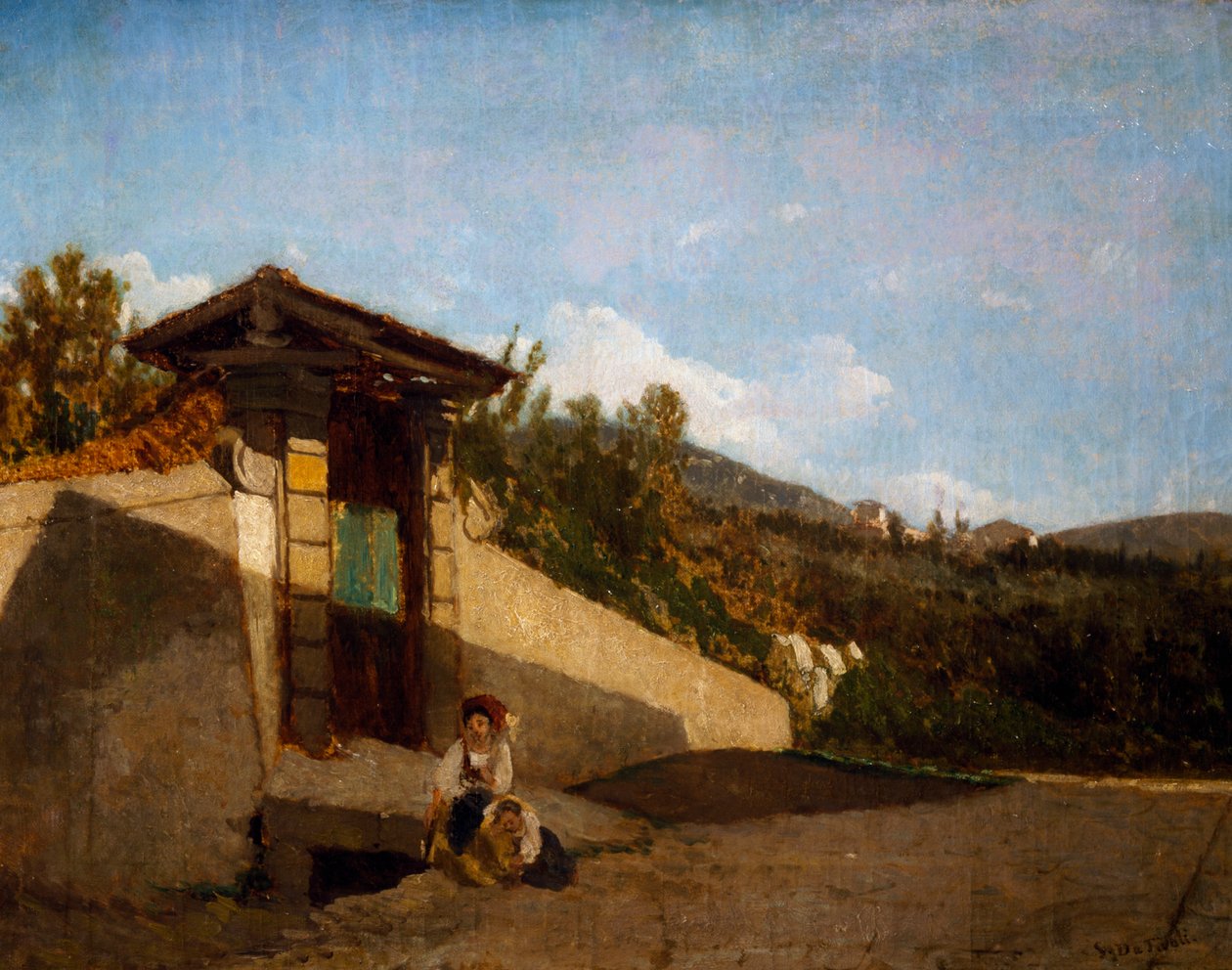Portico af Villa Toscana, ca. 1861 (olie på lærred) af Serafino de Tivoli