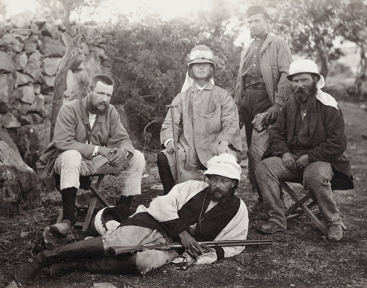 Gruppe af opdagelsesrejsende, Judea District, Palæstina, 1867 af Sergeant Henry Phillips