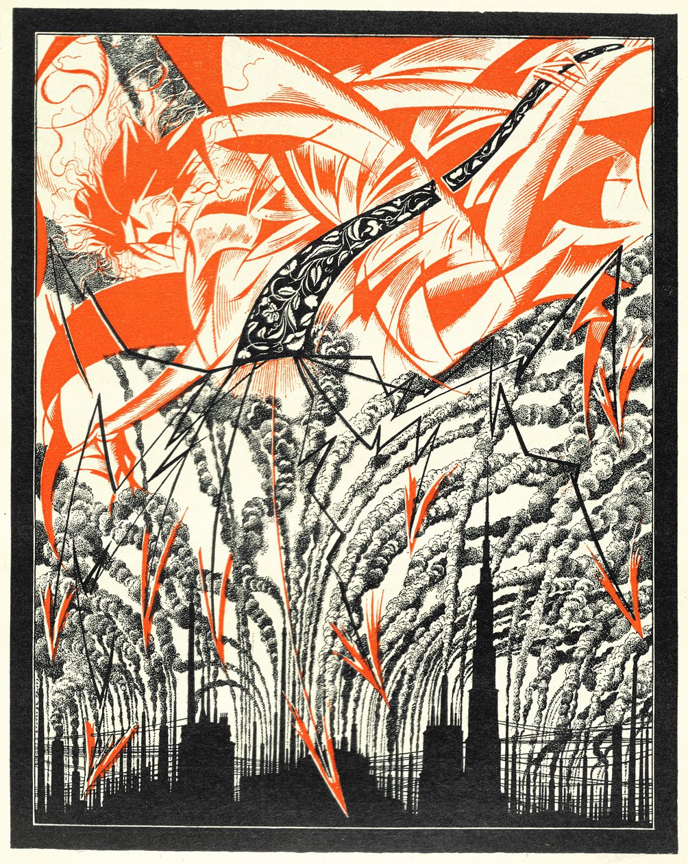 Plakat med en personificering af forurening, ca. 1920 af Sergei Vasilevich Chekhonin