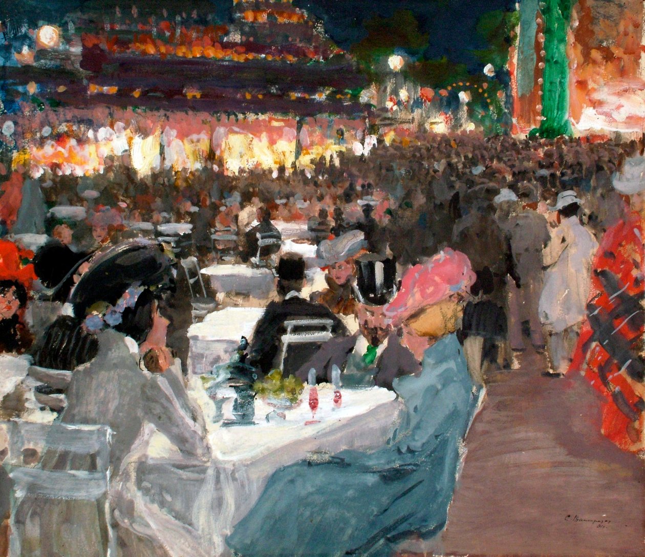 Café i Paris om natten, 1901 af Sergei Arsenevich Vinogradov