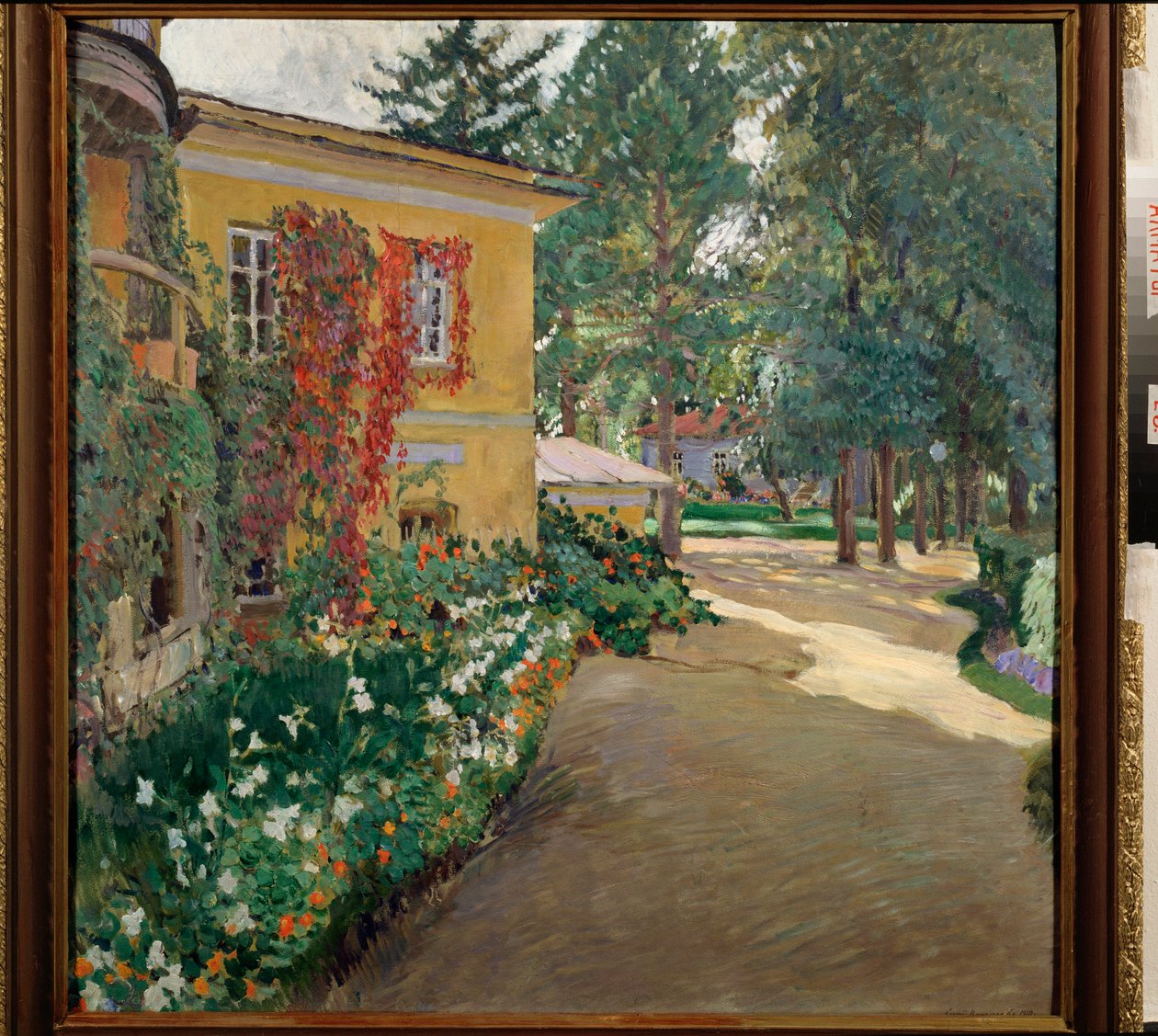 In a Country Estate - Maleri af Sergei Arsenyevich Vinograd (1869-1938), olie på lærred af Sergei Arsenevich Vinogradov
