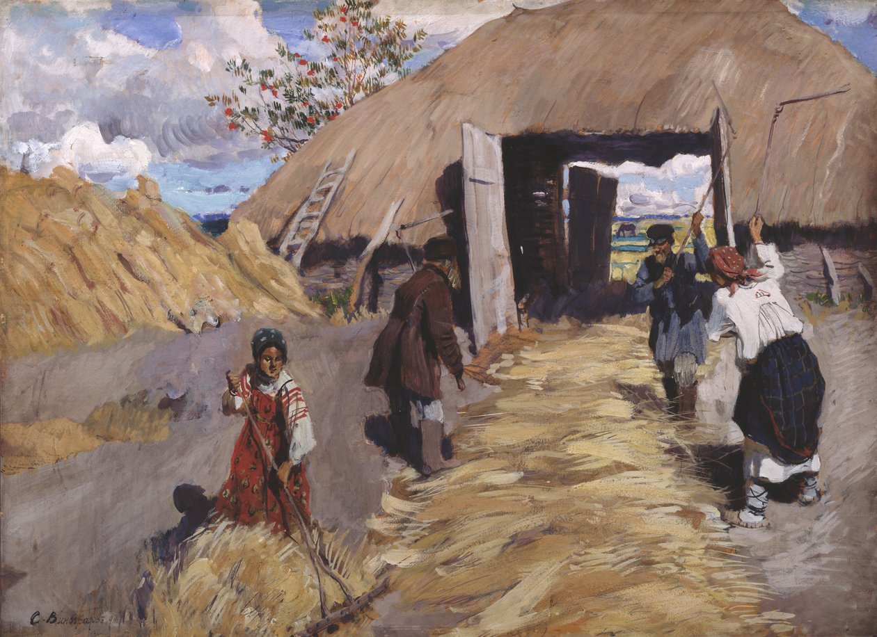 Tærskningen, 1916 af Sergei Arsenevich Vinogradov