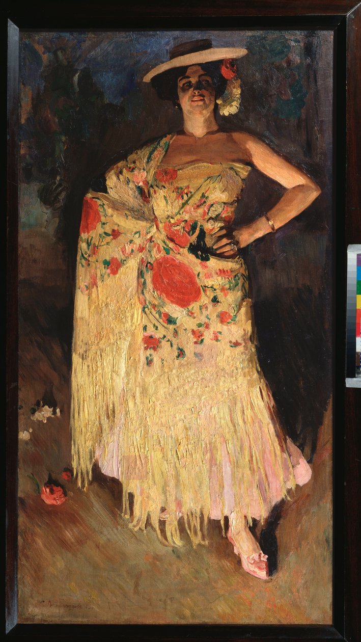 A Dancer - Maleri af Sergei Arsenyevich Vinogradov (1869-1938), olie på lærred af Sergei Arsenevich Vinogradov