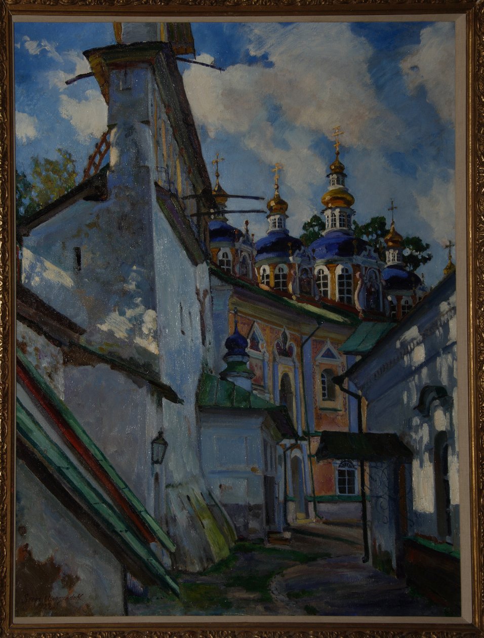 Udsigt over Pskovo-Pechersky-klosteret, 1928 af Sergei Arsenevich Vinogradov