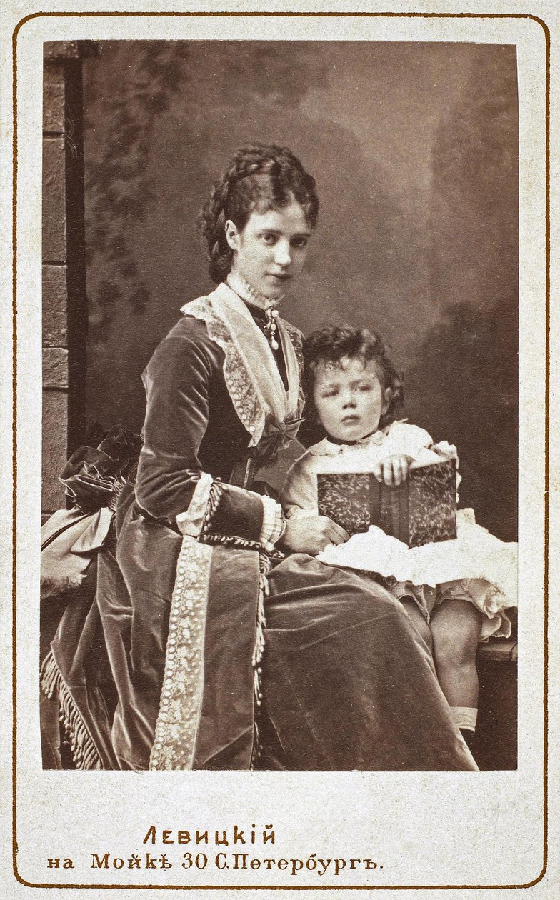 Kejserinde Maria Fyodorovna Dagmar af Danmark 1847-1928 med søn Nicholas Alexandrovich af Rusland, af Sergei Lvovich Levitsky