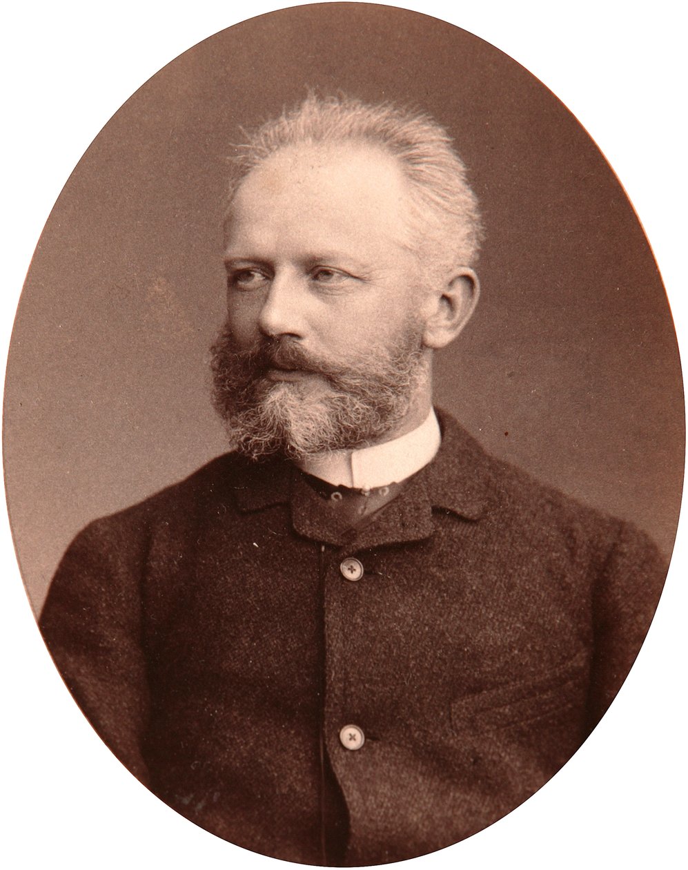 Portræt af komponisten Piotr Tchaikovsky (Piotr Piotr Petr Ilitch Tchaikovski) (Tchaikowsky, Tchaikovsky) (1840-1893). Albumin-billede af Sergei Lvovich Levitsky (1819-1898) af Sergei Lvovich Levitsky