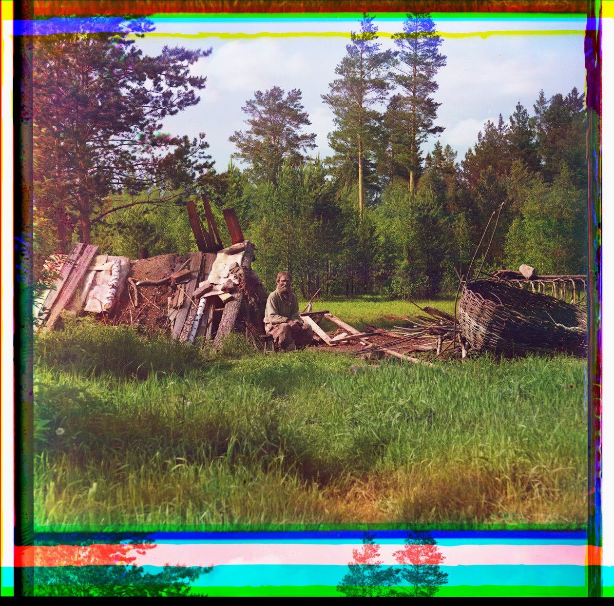 Nybyggerhytte, Uralbjergene, Rusland af Sergei Mikhailovich Prokudin Gorskii