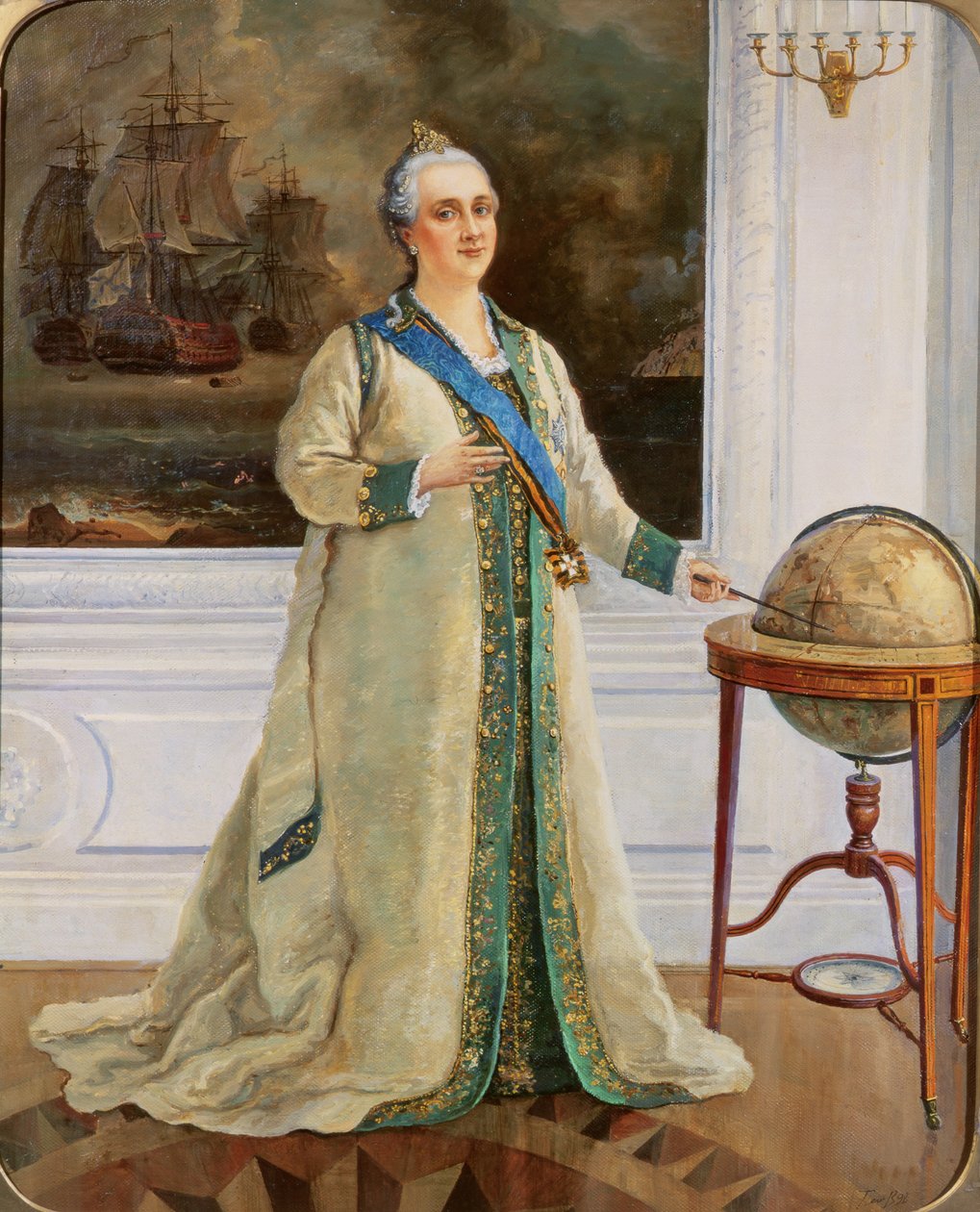 Kejserinde Catherine II (1729-96) i hel marinedragt af Sergei Varlenovich Pen