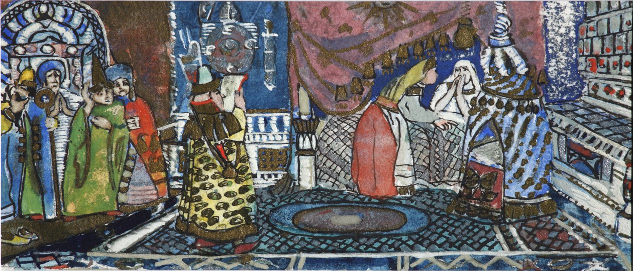 Illustration til eventyret om zaren Saltan af A. Pushkin af Sergei Vasilievich Malyutin