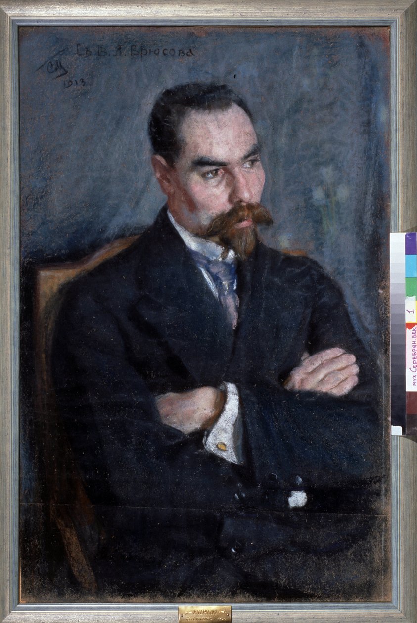 Portrait du poete Valeri Iakovlevitch Brioussov (1873-1924) (Portræt af digteren Valery Bryusov). Oeuvre Sergei Vasilyevich Malyutin (Serguei Malioutine) (1859-1937), pastel på papir af Sergei Vasilievich Malyutin