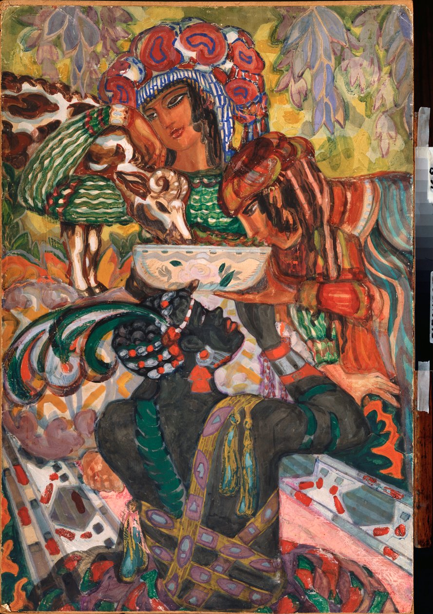 Orientalsk eventyr - Værk af Sergei Yurievich Sudeykin (Serge Soudeikine) (1882-1946), gouache og tempera på pap, ca. 1910, russisk kunst, 20. århundrede, art nouveau, modernisme - Regionalt kunstgalleri, Taganrog (Rusland) af Sergei Yurevich Sudeikin