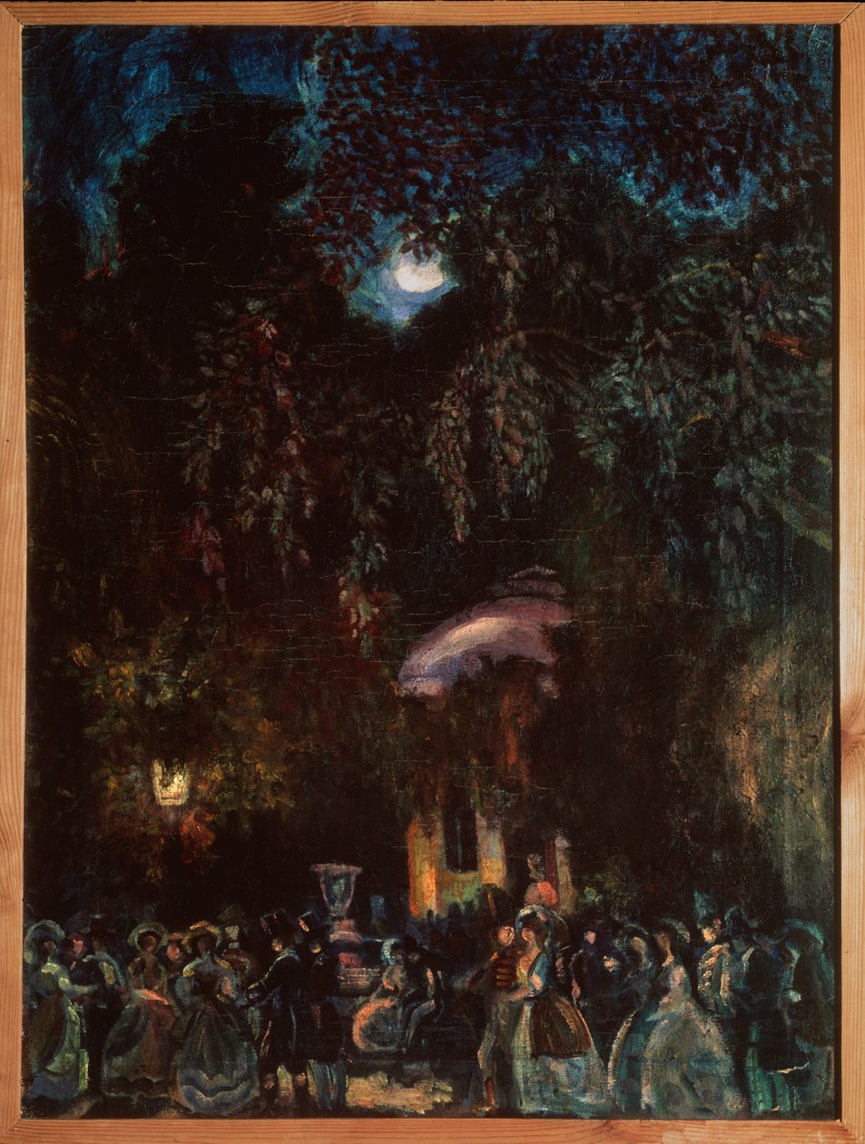 Spanien. (Fritidsscene, firmavandring på gaden, aften). Maleri af Sergei Yurievich Sudeykin (Serge Soudeikine) (1882-1946), olie på lærred, ca. 1910. Russisk kunst, 20. århundrede. Statens Frilandsmuseum for Historie, Arkitektur og Kunst, Psko af Sergei Yurevich Sudeikin