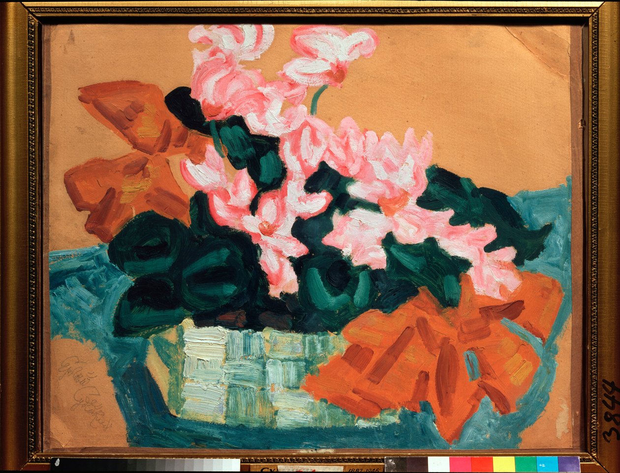 Fleurs, Nature morte (Blomster, Stilleben) - Værk af Sergei Yurievich Sudeykin (Serge Soudeikine) (1882-1946), olie på pap - Russisk kunst, modernisme, art nouveau, 20. århundrede - State United Art Museum, Kostroma (Rusland) af Sergei Yurevich Sudeikin