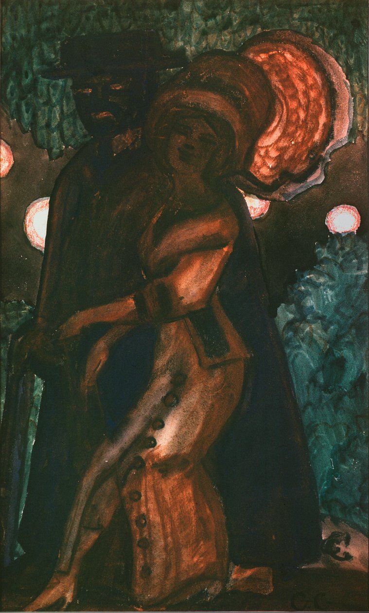 Promenade (Walk) - Værk af Sergei Yurievich Sudeykin (Serge Soudeikine) (1882-1946), gouache på papir, ca. 1910, russisk kunst fra det 20. århundrede, symbolik - Privat samling af Sergei Yurevich Sudeikin