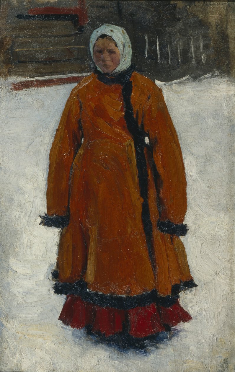 Pigen i den røde pelsfrakke, 1903-1906 af Sergej Vasilevic Ivanov